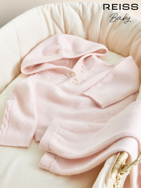 Reiss Pink Eder 100% Cashmere Hoodie And Leggings Set (AY9897) | £95