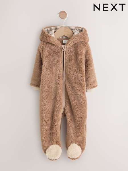 Brown Hamish Hooded Baby Fleece Pramsuit (0-18mths) (AY9950) | £22 - £24