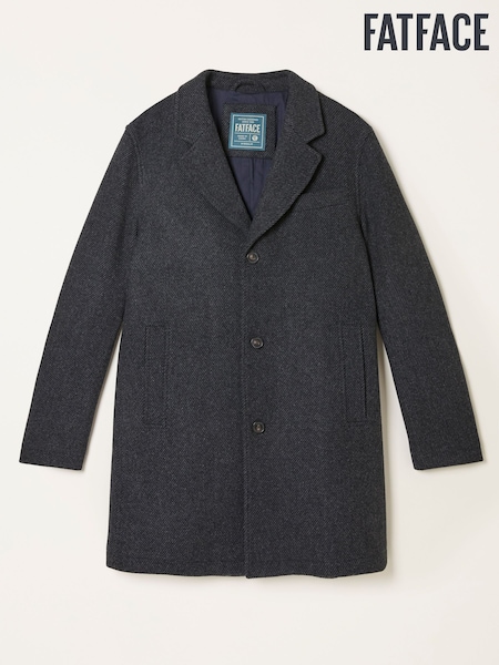 FatFace Tabor Dark Grey Single Breasted Wool Mix Topcoat (AY9989) | £179