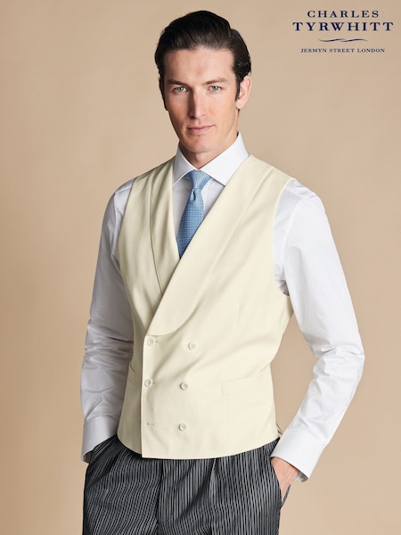 Charles Tyrwhitt Cream Adjustable Fit Morning V2 Suit: Waistcoat (B00059) | £100
