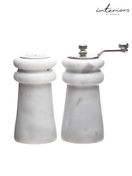 Interiors by Premier White Marble Salt and Pepper Set (B00194) | £35