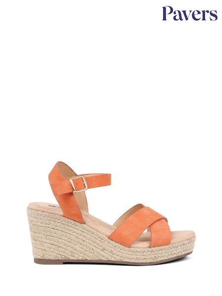 Pavers Orange Pavers Lightweight Platform Espadrilles (B00213) | £35