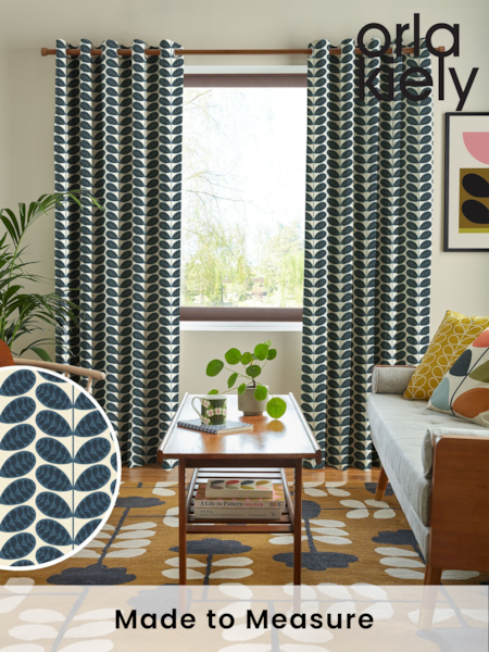 Orla Kiely Whale Blue Botanica Stem Made to Measure 100% Cotton Curtains (B00483) | £91