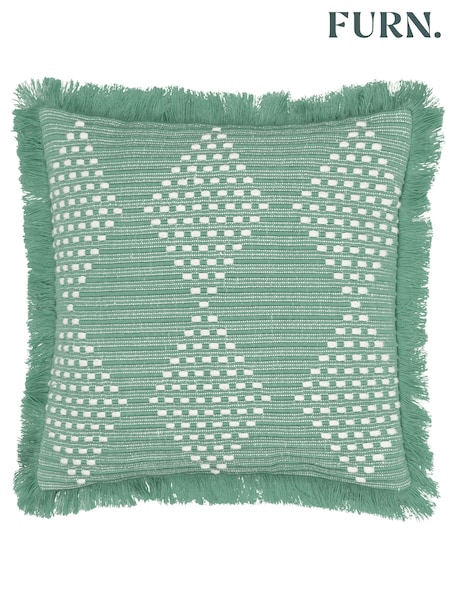 Furn Green Kadie Woven IndoorOutdoor Cushion (B00669) | £15