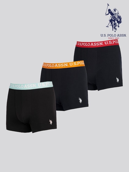 U.S. Polo Assn. Black Contrast Stripe Mens Boxer Shorts 3 Pack (B01081) | £35