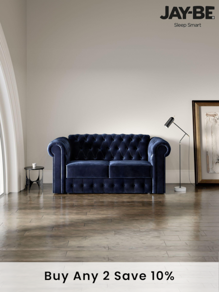Jay-Be Luxe Velvet Royal Blue Chesterfield 2 Seater Sofa Bed (B01098) | £3,095