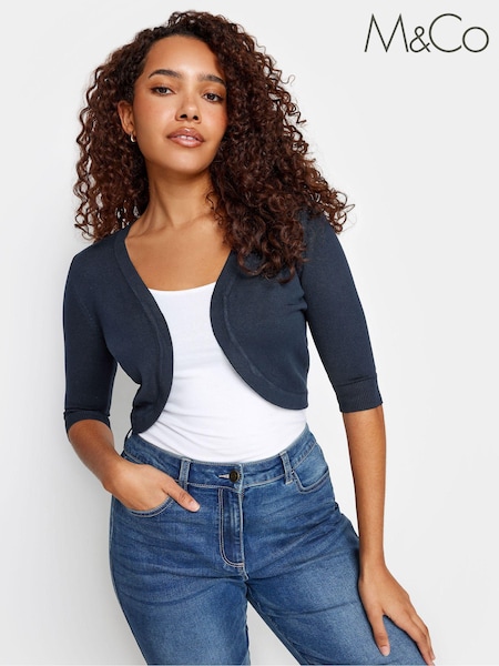 M&Co Blue Cropped Cardigan (B01512) | £27