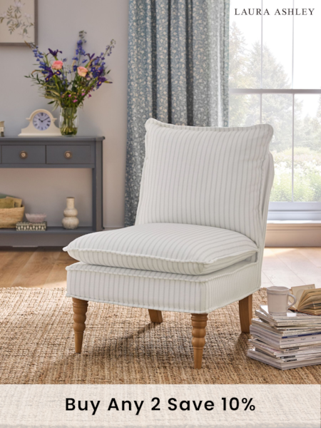 Laura Ashley Henley Stripe Duck Egg Blue Nordan Armless Accent Chair (B01917) | £299