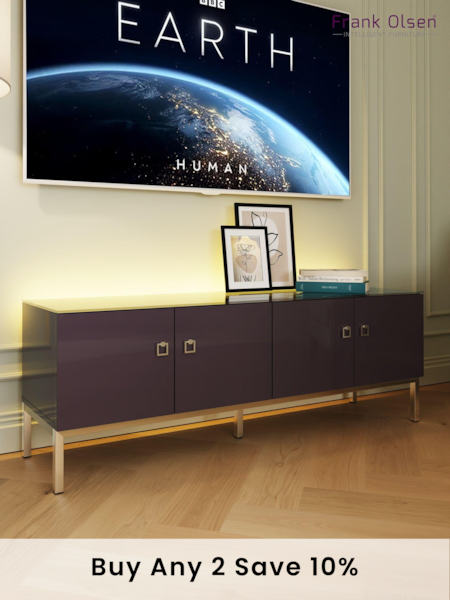 Frank Olsen Plum Black Lyra Four Door SMART TV Cabinet (B02016) | £470