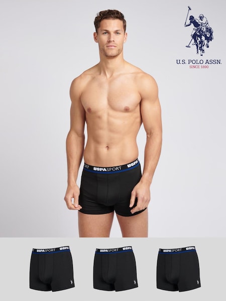 U.S. Polo Assn. Black Sports Mens Boxer Shorts 3 Pack (B02028) | £30