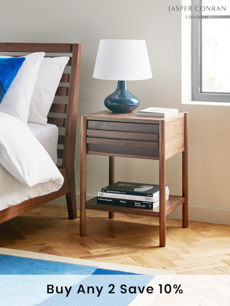 Jasper Conran London Brown 1 Drawer Belgrave Walnut 2 Drawer Bedside (B02054) | £369
