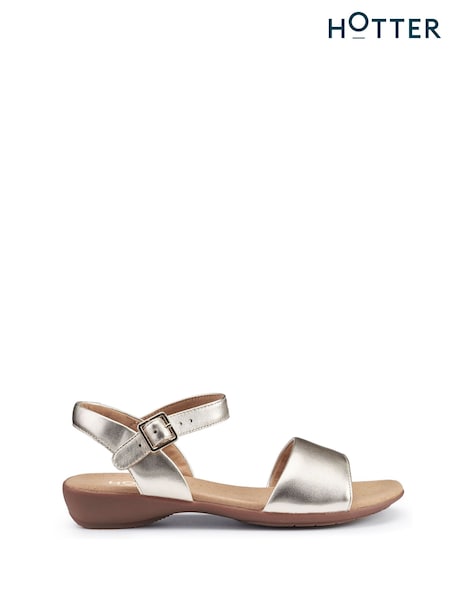 Hotter Gold Hotter Tropic Buckle Wide Fit Metallic Sandals (B02161) | £79