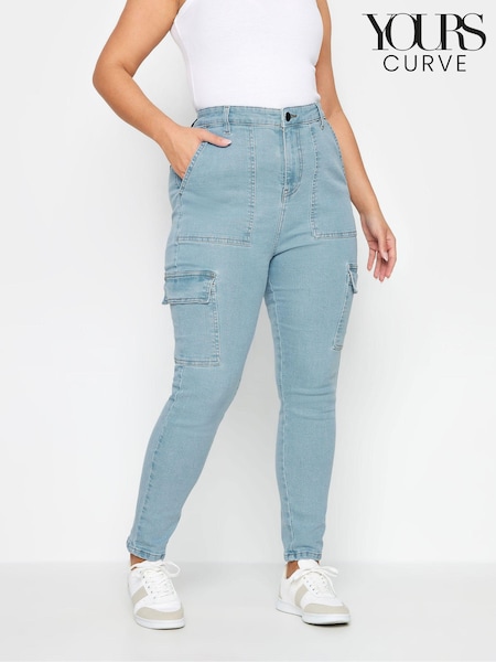 Yours Curve Blue Cargo AVA Jeans (B02180) | £34