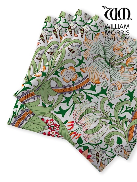 William Morris Gallery Golden Lily Pack of 4 100% Cotton Napkins (B02411) | £20
