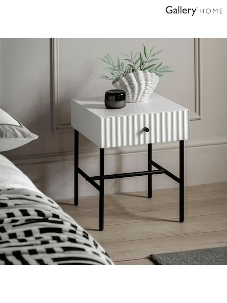 Gallery Home White Tetouan 1 Drawer Bedside Table (B02577) | £125