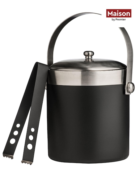 Maison by Premier Black Enamel Ice Bucket With Tongs (B02956) | £43
