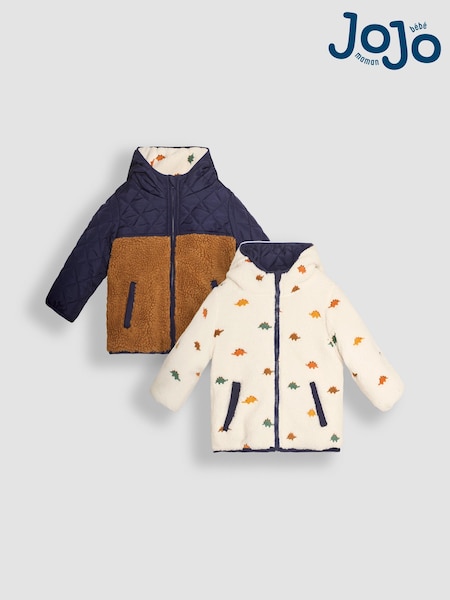 JoJo Maman Bébé Brown Dinosaur Reversible Jacket (B02976) | £45.50 - £49.50