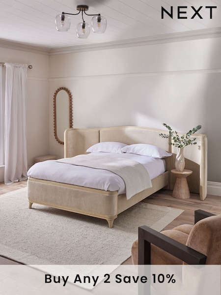 Relaxed Chenille Light Natural Josie Hotel Bed Frame (B02979) | £1,215 - £1,315