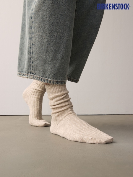 Birkenstock Beige 100% Cotton Slub Socks (B04010) | £14
