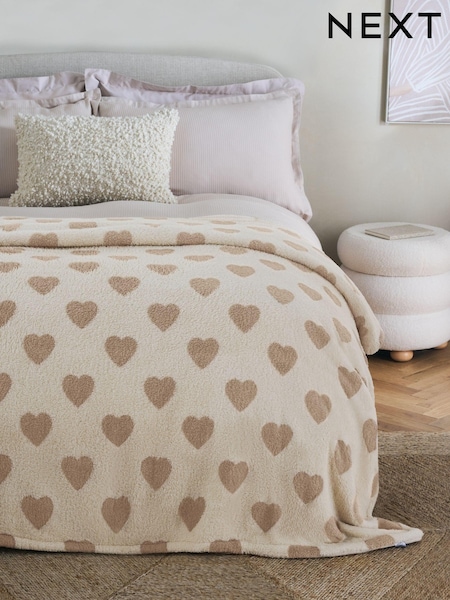 Neutral Heart Supersoft Fleece Throw Blanket (B04070) | £22 - £32