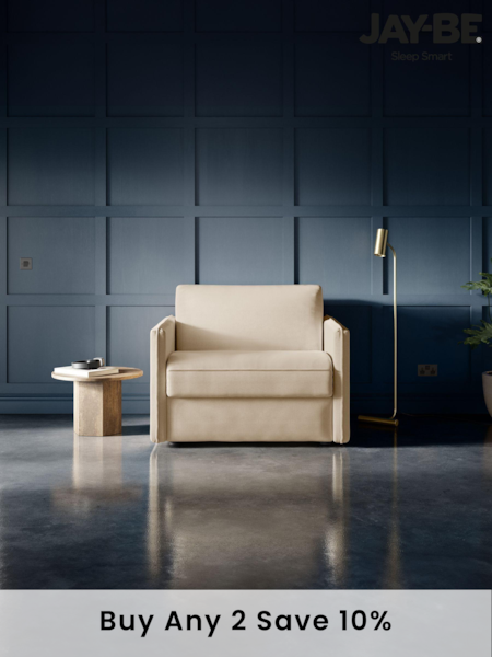 Jay-Be Brushed Twill Linen Cream Slim Snuggle Sofa Bed (B04201) | £1,710