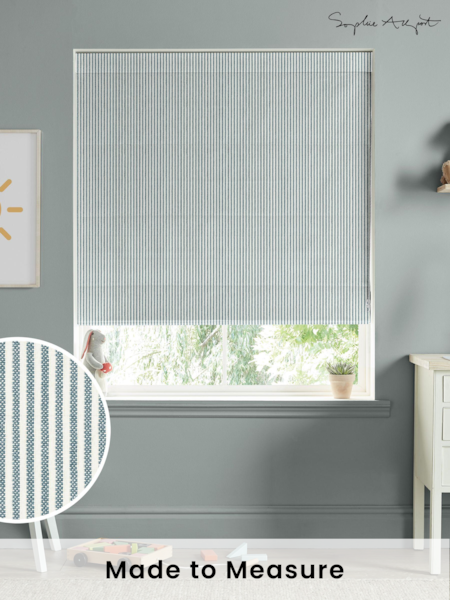 Sophie Allport Blue Stamford Stripe Made to Measure 100% Cotton Roman Blinds (B04470) | £79
