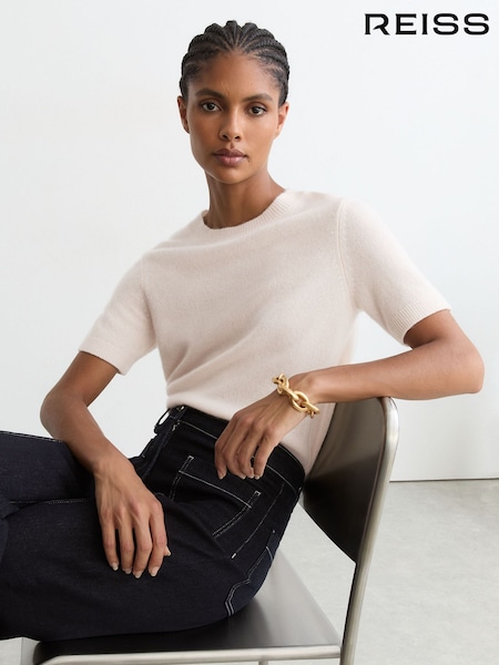 Ivory - Reiss Stevie 100% Cashmere Crew-neck T-shirt