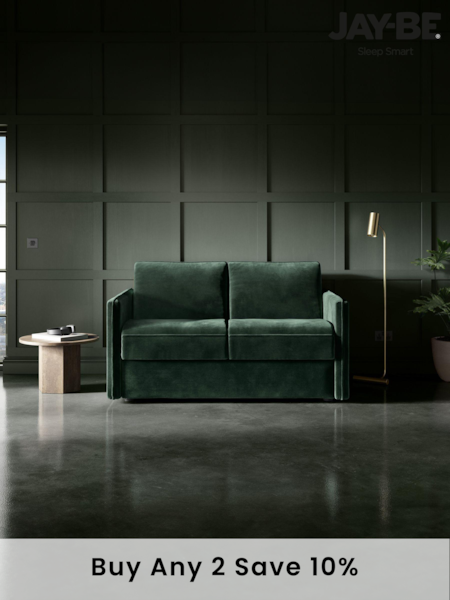 Jay-Be Luxe Velvet Bottle Green Slim 2 Seater Sofa Bed (B05106) | £2,080