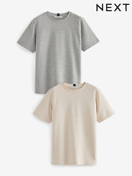 Oatmeal Short Sleeve Heavyweight T-Shirts 2 Pack (B05386) | £32