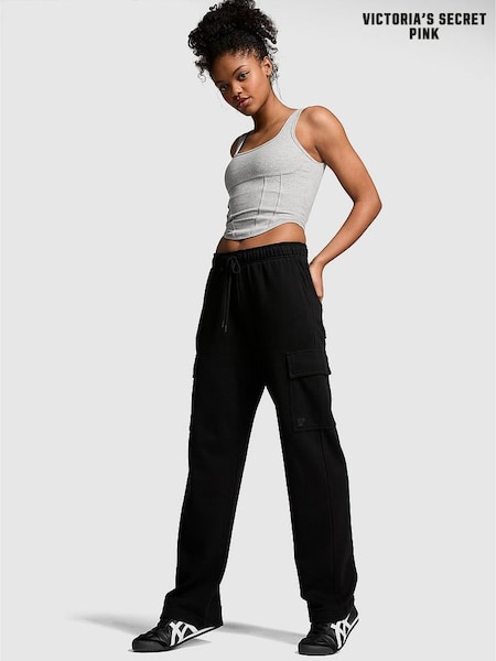 Victoria's Secret PINK Black Fleece Straight Leg Cargo Joggers (B05408) | £49