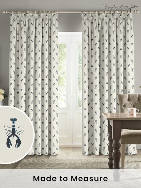 Sophie Allport White Lobster Made to Measure 100% Cotton Curtains (B05668) | £91