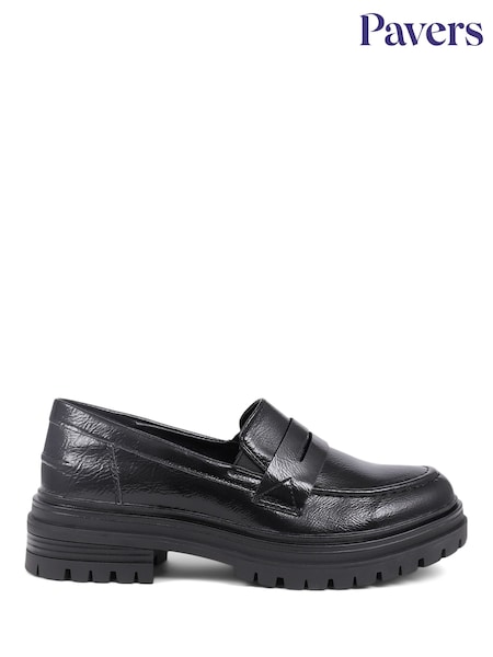 Pavers Chunky Black Loafers (B05685) | £35