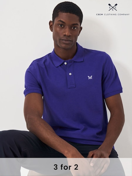 Crew Clothing Dark Blue 100% Cotton Pique Polo Shirt (B05703) | £40