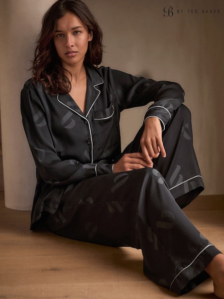 B By Ted Baker Satin Jaquard Black Pyjamas (B05708) | £60