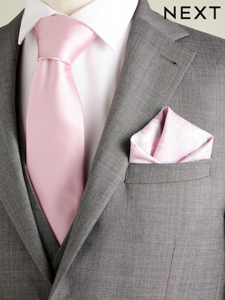 Pink Silk Tie, Pocket Square and Cufflinks Gift Box Set (B05964) | £40