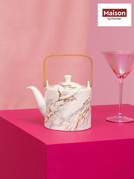 Maison by Premier White Marble Luxe Teapot (B06037) | £38