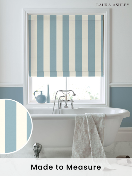Laura Ashley Seaspray Blue Lille Stripe Made to Measure 100% Cotton Roman Blinds (B06060) | £79