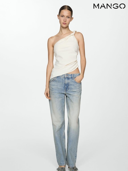 Mango Blue Straight Low Waist 100% Cotton Jeans (B06087) | £50