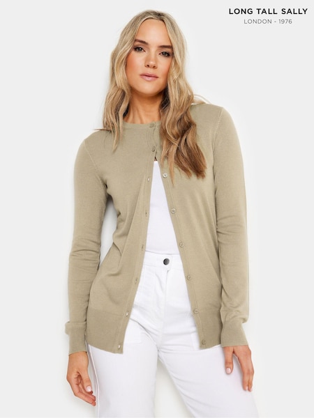 Long Tall Sally Natural Crew Neck Cardigan (B06314) | £29
