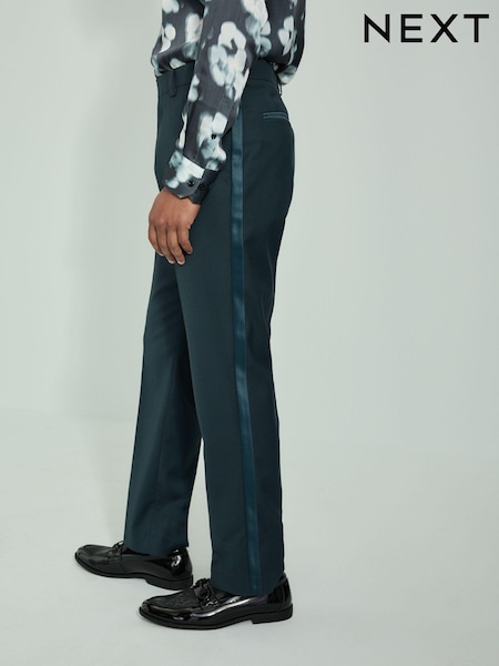 Teal Blue Slim Fit Tuxedo Suit Trousers (B06375) | £40