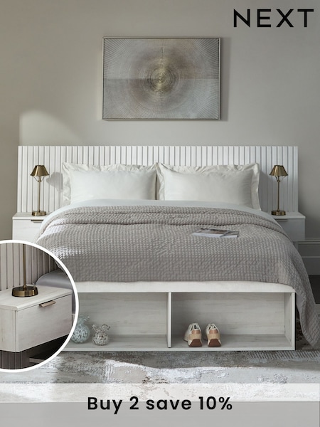 White Oak Effect Bronx Wooden Hotel Bed Frame with Platform Storage and Bedside Tables (B06753) | £1,165 - £1,265