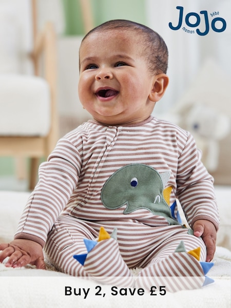 JoJo Maman Bébé Natural Appliqué Zip Sleepsuit (B07030) | £21