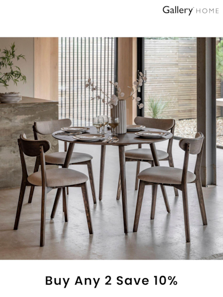 Gallery Home Dark Wood Temara Oak Style 4 Seater Round Dining Table (B07843) | £300