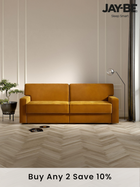 Jay-Be Luxe Velvet Saffron Yellow Linea 4 Seater Sofa Bed (B07933) | £3,405