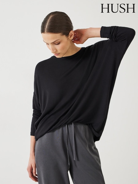 Hush Black Gillian Longline Jersey Top (B10042) | £45