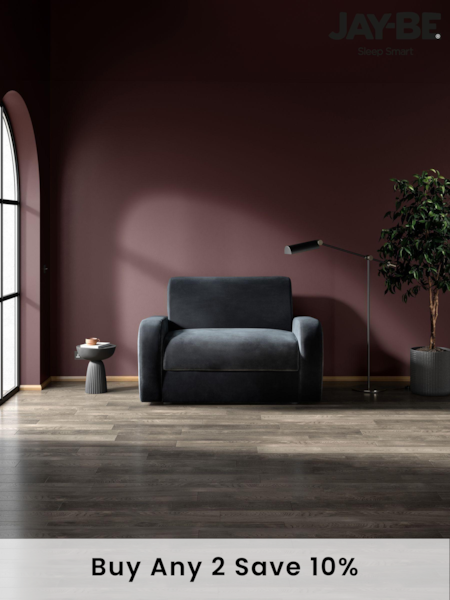Jay-Be Luxe Velvet Charcoal Grey Deco Snuggle Sofa Bed (B10431) | £1,730