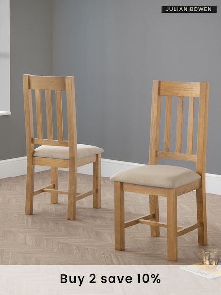Julian Bowen Oak Taupe Hereford Dining Chairs Set Of 2 (B11488) | £260