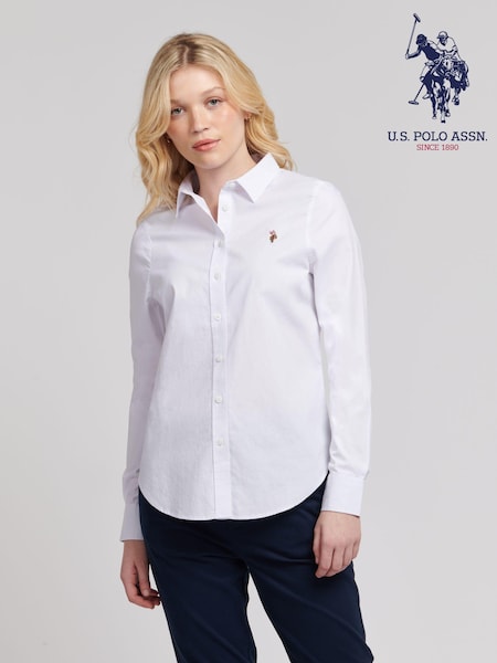 U.S. Polo Assn. White Womens Classic Fit Oxford 100% Cotton Shirt (B11632) | £50