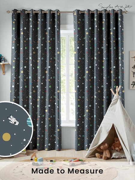 Sophie Allport Teal Blue Space Made to Measure 100% Cotton Curtains (B11768) | £91