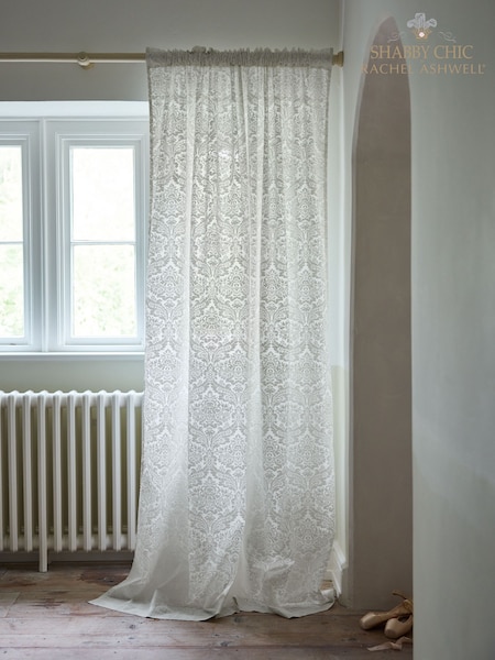 Shabby Chic by Rachel Ashwell® White Slot Header Damask Voile Curtains (B11777) | £28 - £38